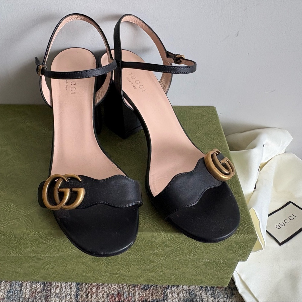 Gucci Black Heel with Gold Accents